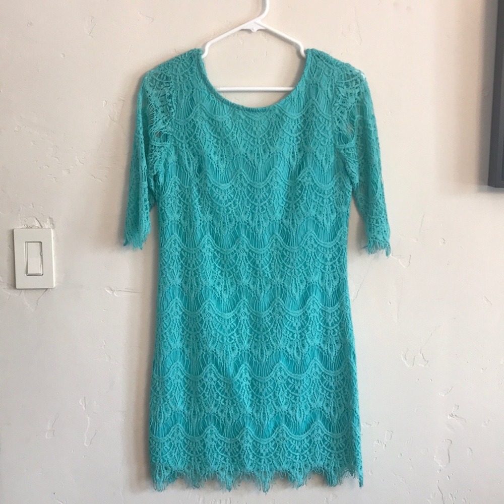 Boutique Teal Lacey Bodycon Dress